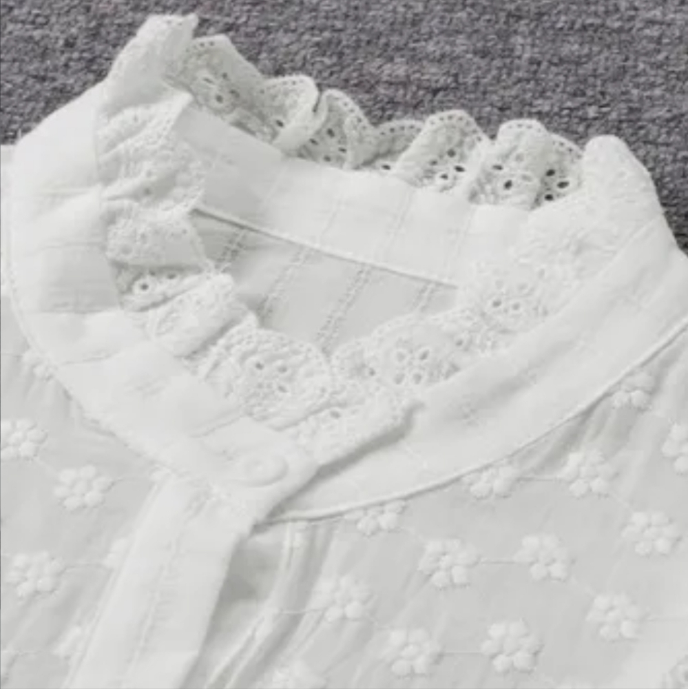 ♥️New stand collar ruffles textured shirt - Picture 11 of 16